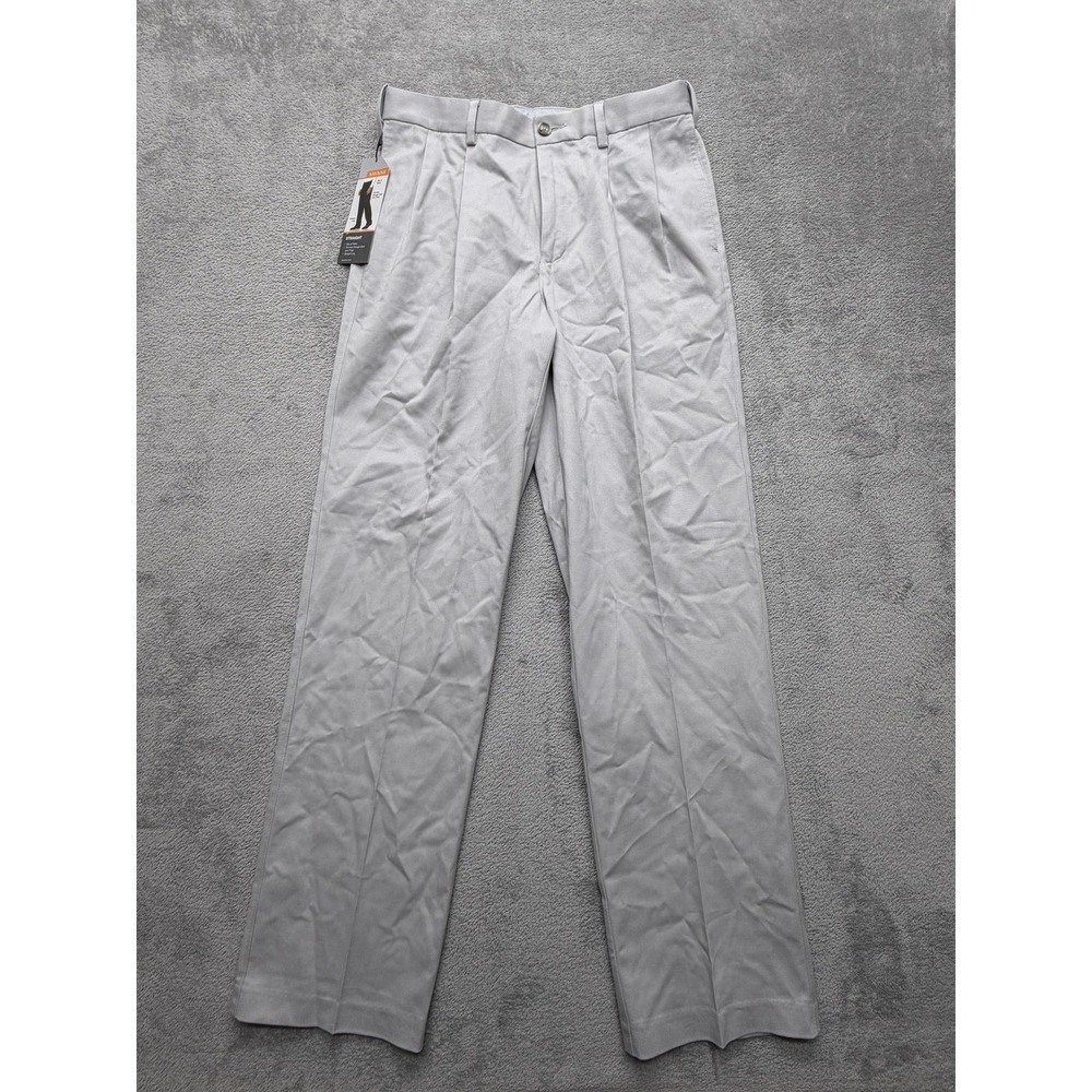 Savane Pants Mens 30x32 Gray Straight Leg Chino Stretch Trim‎ Fit Sits at Waist